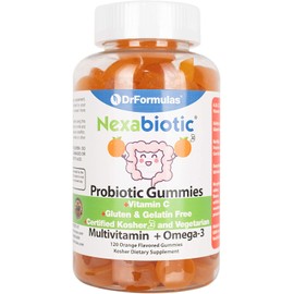 DrFormulas Multivitamin Gummies with Omega 3 and Probiotics for Kids and Adults with Vitamin C | Nexabiotic with Vitamin A, C, D3, E, B6, B12, and Zinc, Biotin, Folate | Kosher Vegetarian, 120 Count