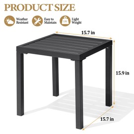 Crestlive Products Outdoor Side Table - Small Metal Square End Table - Easy to Assemble, Weather Resistant Ideal for Garden, Patio, Poolside, Beach, Balcony, Porch