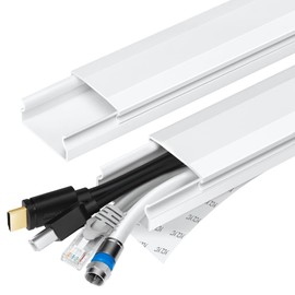 TV Cable Hider - 62.8in PVC Cord Hider Cable Management Wall, Paintable Cable Concealer for Wall Mounted TV, Cable Raceway White Wire Hider, Wall Wire Covers for Cords, 4* L15.7in *W1.2in *H0.59in