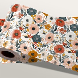 IOHEFY Vintage Rose Wallpaper Border 196x4 Inch Peel and Stick Wall Border Removable Vinyl Wall Trim Elegant Floral Pattern for Kitchen Bathroom Living Room Bedroom Mirror Cabinet Home Decor