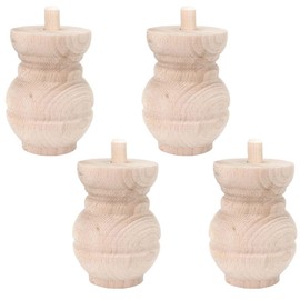 STOLMET Furniture Leg Made of Beech Wood Furniture Feet Unpainted Sofa Couch Chair Ottoman Cabinet 80 mm Height Raw Wood Pack of 4 TOE56