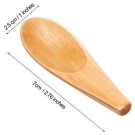 Wooden Scoop Solid Wood Condiment Spoon Mini Wood Salt Spoon with Short Handle for Tea, Coffee Bean Spoon for Milk Powder, Spice, Ice Cream, Natural Color 2pcs