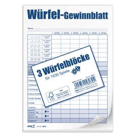 RNK 5803 – Dice Game Winning Sheet Block, A6, 3 x 85 Sheets
