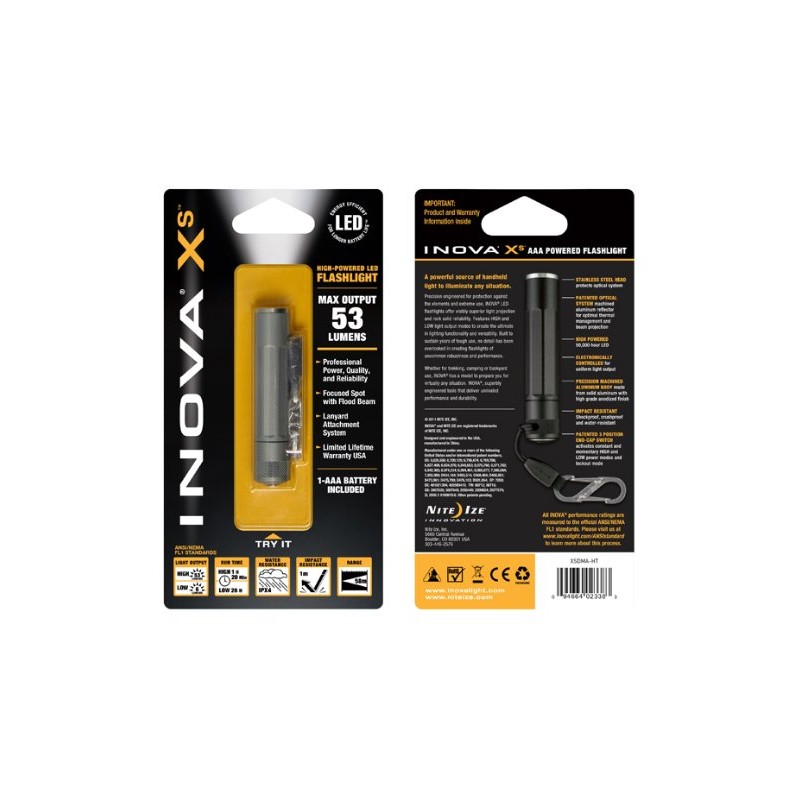 Nite Ize XSDMA-GT Inova XS AAA Powered LED Flashlight, Titanium