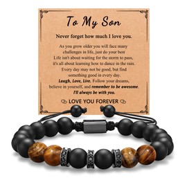 D Dongjiangjin Gift Son Gifts, Son Bracelet Gifts from Mum, 10 13 16 18 21 Year Old Boy Birthday Christening Confirmation Christmas Graduation Gifts for Son Teenage Teen Boys Gift
