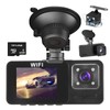 Nuision Dash Cam Front and Rear Inside 3 Channel, Dashcam for Cars with 64GB Card, 1080P Wireless Dash Camera with Night Vision, 2" IPS Screen, 170°Wide Angle, G-Sensor, Loop Recording,Parking Monitor