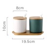 OnePine Set of 2 Sugar Bowl, Ceramic Spice Jar Condiment