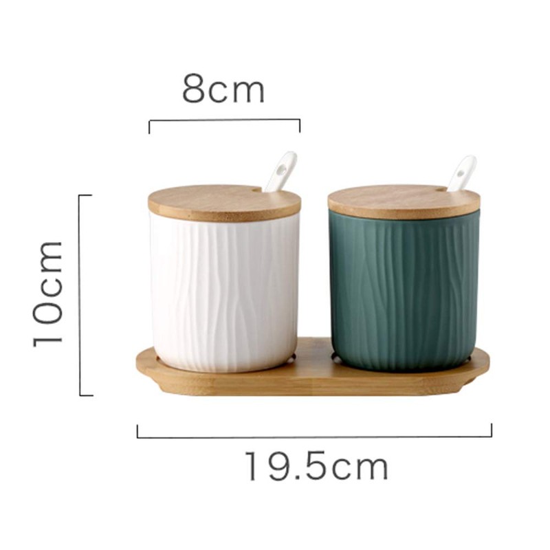 OnePine Set of 2 Sugar Bowl, Ceramic Spice Jar Condiment