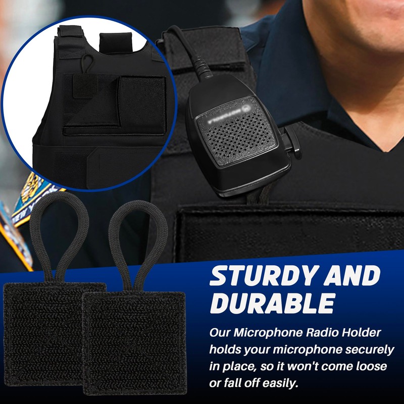 Terixe 2 Pack Mic Clips for Law Enforcement, Black Radio