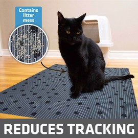 Drymate XL Original Cat Litter Mat, Contains Mess from Box, Protects Floors, Urine-Proof, Machine Washable, Soft on Kitty Paws, Absorbent, Waterproof (USA Made, Recycled Content) (28”x36”)(GreyStripe)