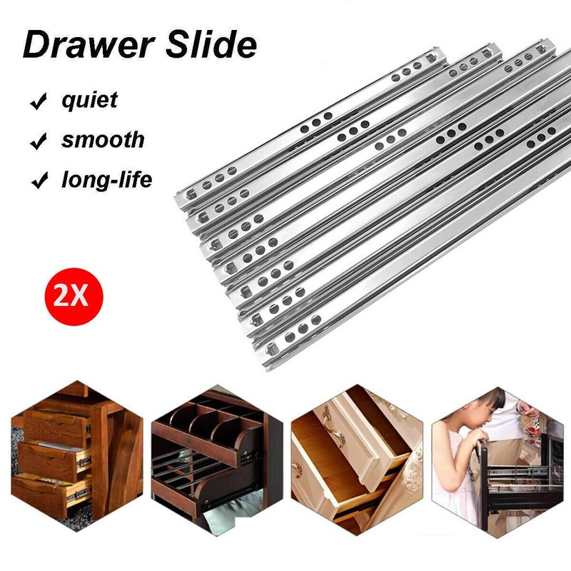 Boxonly 2 Pair Metal Bearing Drawer Slides Runners Draw Depth