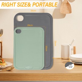 Ledebouk 2 Pack Flexible Chopping Board with Juice Grooves, Scratch-Resistant Flexible TPU Chopping Boards, Kitchen Board, Antibacterial Cutting Board, BPA-Free, Dishwasher Safe, Non-Slip