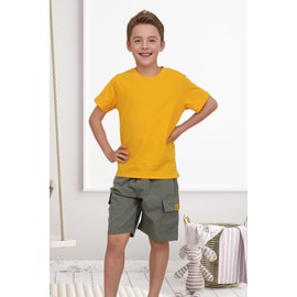 Family Feeling Boys' Girls' Cotton Short Sleeve Shirts Solid Yellow 2-Pack T-Shirts Size 9-10 Years