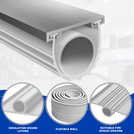 DGSL Garage Door Seals Bottom Rubber，Weather Stripping Sealing Strip Replacement, Universal Weatherproof Threshold Buffering (Grey, 16Ft)