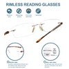 BLUELESS Rimless Reading Glasses Small Readers Men Women（Tortoise）