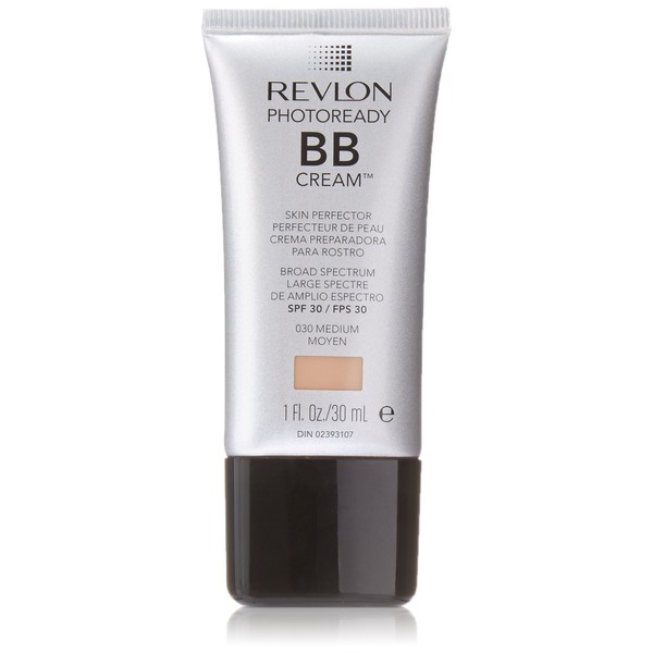 BB Cream by Revlon, PhotoReady Face Makeup for All Skin Types, SPF 30, Light- Medium Coverage, Moisturizing & Hydrating Formula, 030 Medium, 1 Fl Oz