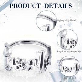 Gerrii 12 Pcs Eid Napkin Rings Bismillah Letter Metal Napkin Ring Set Bismillah Table Decoration Alphabet Napkin Buckles Holder for Islamic Ramadan Holiday Wedding Party (Silver)