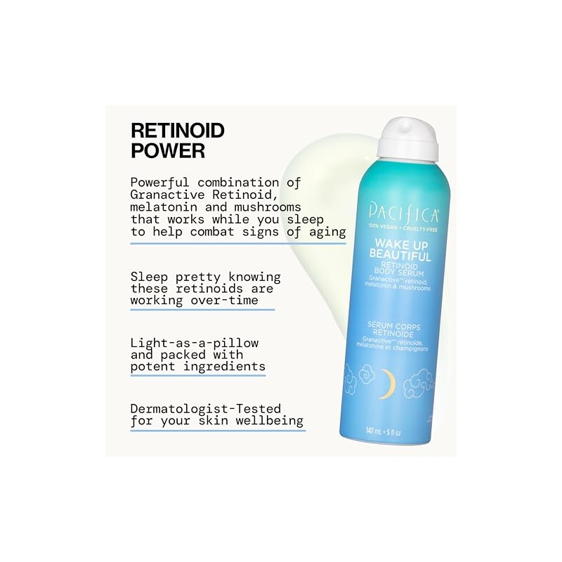 Pacifica Wake Up Beautiful Body Serum, Hydrating Lightweight, Retinol, Vegan,