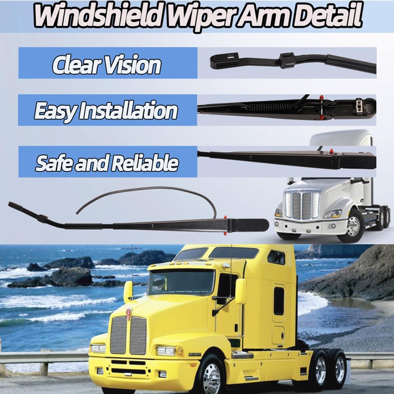 2-Pcs Front Windshield Wiper Arm Pair Kit Compatible with Kenworth