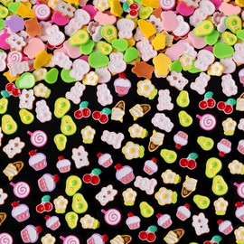 COOSLIM 120 Pcs Kawaii Nail Charms, Flatback Resin Cherry Nail Charms Sweet Candy Slime Animals 3D Flower Fruit Nail Decoration for DIY Crafts Jewelry Making 4