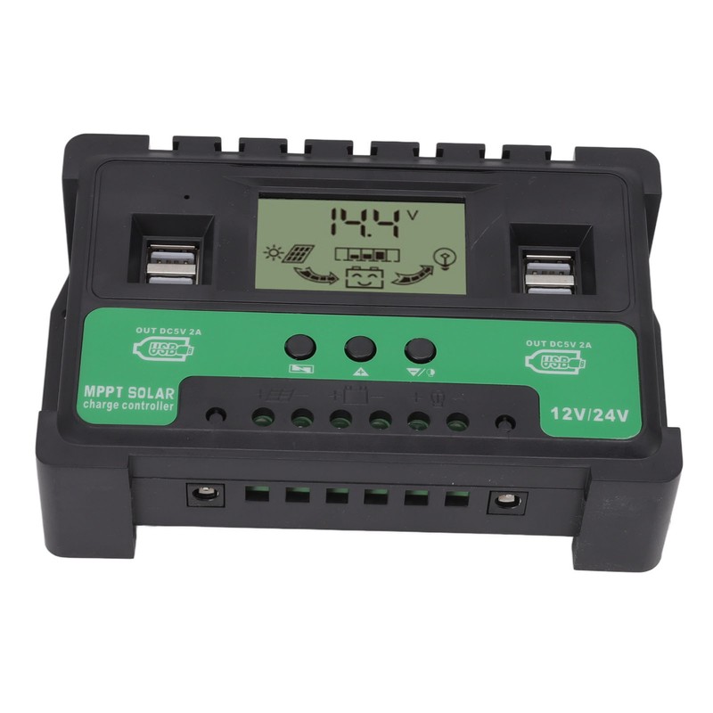 Solar Controller 12V 24V Charge Discharge PV Regulator LCD Display