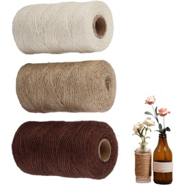 3 Rollos de Hilo de Yute, Cuerda de Yute Trenzada de 328,1 Pies y 2mm para Manualidades, Jardinería, Envoltura de Regalos, Agrupación, decoración de Bodas