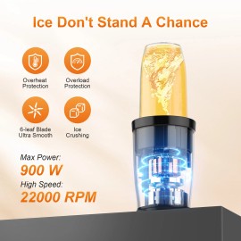 KOIOS Personal Blender 900W Shakes Smoothies Vegetable Fruit Countertop Blenders