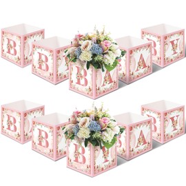 Jetec 10 Pieces Fall Baby Shower Boxes Decorations Thanksgiving Baby Shower Centerpiece Boxes Baby Shower Gender Reveal Table Display with Letters Birthday Baby Shower Decor (Flower Style)