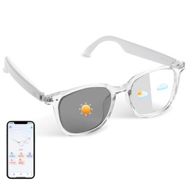 Bluetooth Smart Glasses for Women, AI Translation Glasses Supports Over 110 Languages, Built-in Microphone Speaker, Colour Changing Lenses, Transparent Frame with Polarised UV Protection for Travel