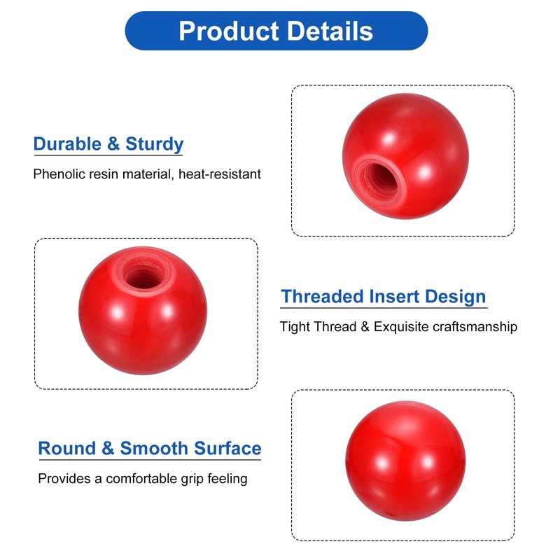 QUARKZMAN Pack of 2 Threaded Ball Knobs, M16 Female Thread