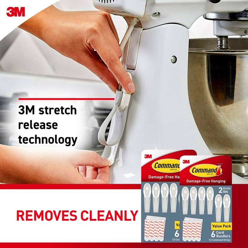 Command Cord Bundlers, Damage-Free Hanging Cord Organizer, No Tools Required