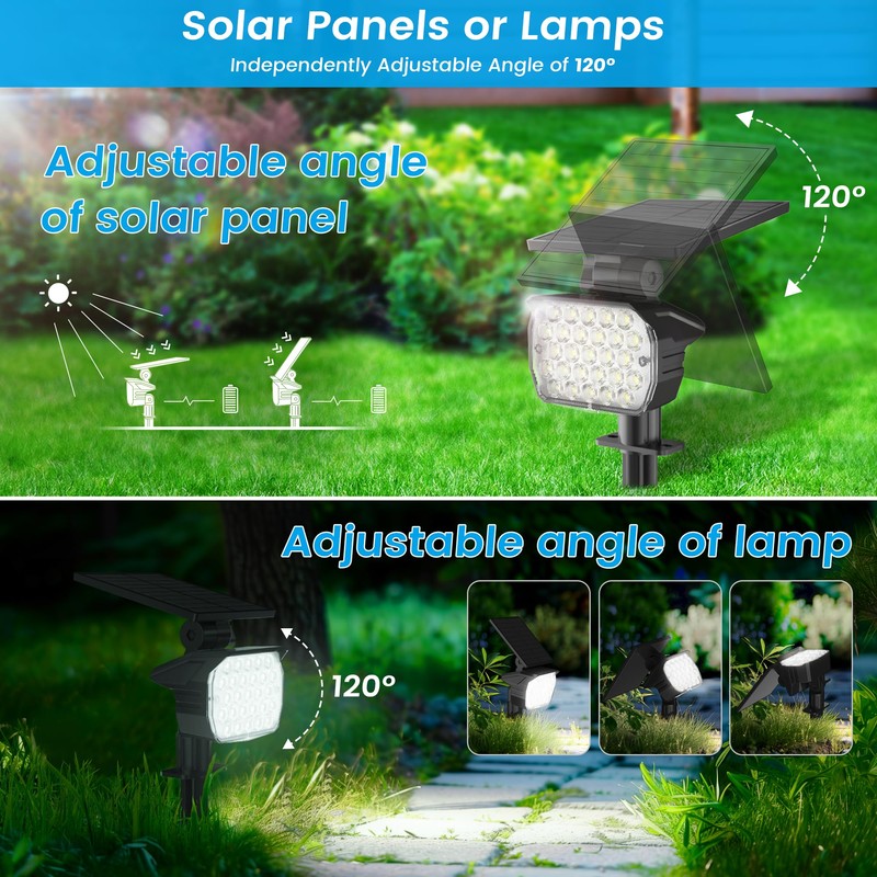 VOLISUN Solar Spotlight Outdoor, IP67 Waterproof Solar Landscape Spot Lights，Uplights