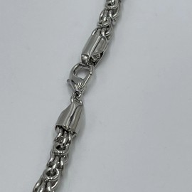 Esmor Silver Tone Byzantine Link Chain Round Necklace Expensive Elegant Look 18"