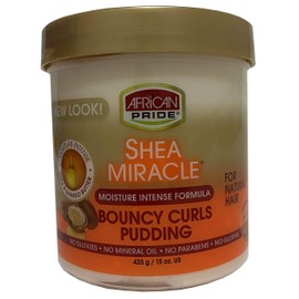 African Pride Shea Butter Miracle Bouncy Curls Pudding 15 Ounce Jar (443ml) (6 Pack)