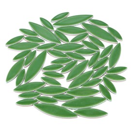 sourcing map Ceramic Mosaic Tile, About 200g Teardrop Leaf Tile Mosaic Block for Handicrafts Artwork, Blackish Green