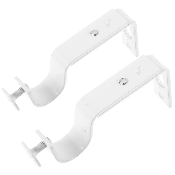 WINOMO 2 x Adjustable Curtain Pole Brackets 18-22mm White