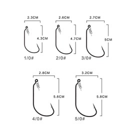 VOANZO 50 Pieces Crank Hook Lock Pin Suit Fishing Hook Set High Carbon Steel Jig Bait Sharp Fish Hooks for Saltwater Freshwater