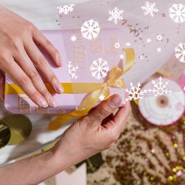 SEWACC 15cm 10Yards Christmas Snowflake Tulle Roll Craft Glitter Organza Snowflake Gauze Xmas Wrapping Ribbon for Christmas Decor Table Runner for Party Decoration (Pink)