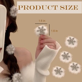 Snowflake Hair Clips Fluffy White Christmas Hair Accessories with Sparkly Rhinestone Snowflake Alligator Clips Hairpins Cute Snowflake Hair Barrettes for Women Winter Holiday Wedding, 4 Pcs
