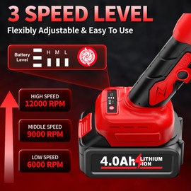 FULLYEA Cordless Angle Grinder Kit, 4-1/2" Power Angle Grinders with 2 * 4.0Ah Battery & 12000RPM Brushless Motor, Metal Grinder with Cutting Wheels, Electric Grinder Tool Set for Cutting, Grinding