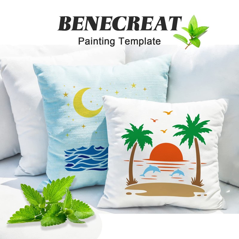 BENECREAT Summer Theme PET Plastic Drawing Templates, 12"x12" Dolphin Sea