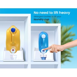 TidyFriend Liquid Laundry Detergent Holder Stand with Drip Tray & Rubber-Grip Feet, Stand for Laundry Room Organization and Storage, Fabric Softener Dispenser with Cup Holder for Easy Pouring (White)