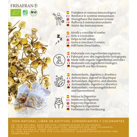 FRISAFRAN | Bio Süße Kamille in Pyramiden | Verdauungs | | Entspannende | Herkunft Europa | 30Uds | 30 Pyramidenteepäckchen mit dem besten der süßen Kamille | Förderung der Verdauung und Entspannung