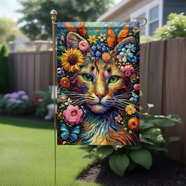 Starlit Patio Welcome Spring Cat Garden Flags for Outside Summer Spring Floral Flower Butterfly Kitten Garden Flags 12x18 Double Sided Seasonal Decoration Welcome Yard Flag for Farmhouse Porch Decor