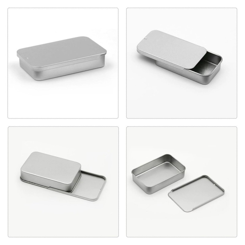 JTMKYO 4 Silver Sliding Aluminum Boxes, Durable Aluminum Containers, Metal
