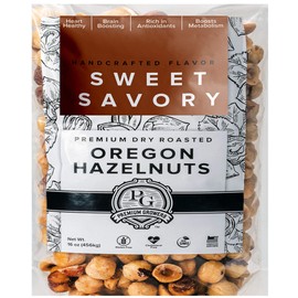Oregon Natural Hazelnuts, Farm Fresh and Direct Sweet Savory Premium Dry Roasted Hazelnuts – Kosher Certified - 1 LB Bag