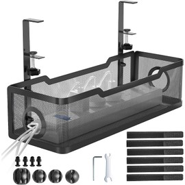 13.4 Pulgadas Bandeja Para Cables,Bandeja De Gestión De Cables Para Debajo Del Computadora,Sin Taladro,Adecuado Para Oficinas,Dormitorios,Cocinas,Etc (Ferroso)