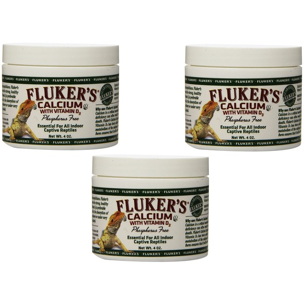 (3 Pack) Fluker's Calcium Reptile Supplement With Added Vitamin D3