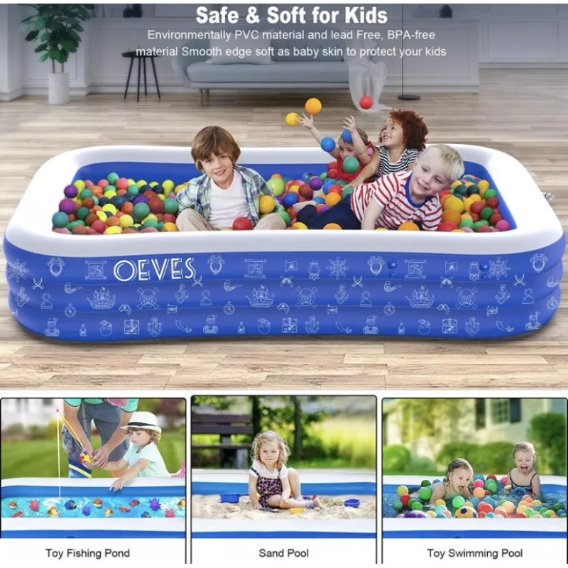 OEVES Inflatable Swimming Pool for Kids and Adults Full-Sized Family