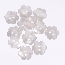 Mibo Buttons & Accessories Mibo 12pcs Polyester Shirt/Blouse Button - 2 Hole - Daisy Shape Pearl White - 20L(12mm)